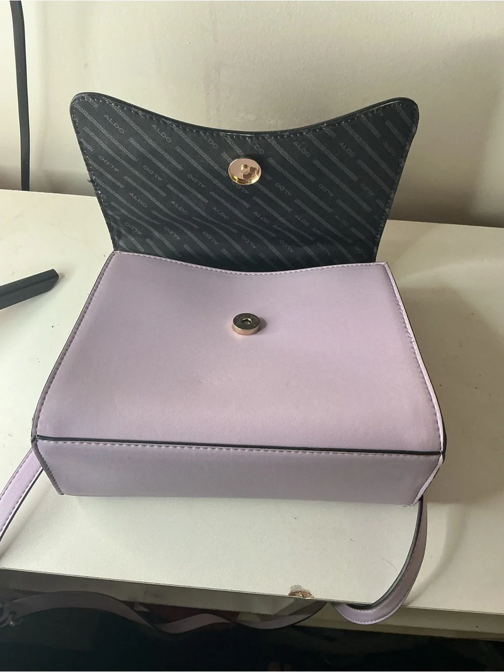 ALDO Lilac Crossbody Tote Handle Bag with Gold Butterfly Chain and Charms
